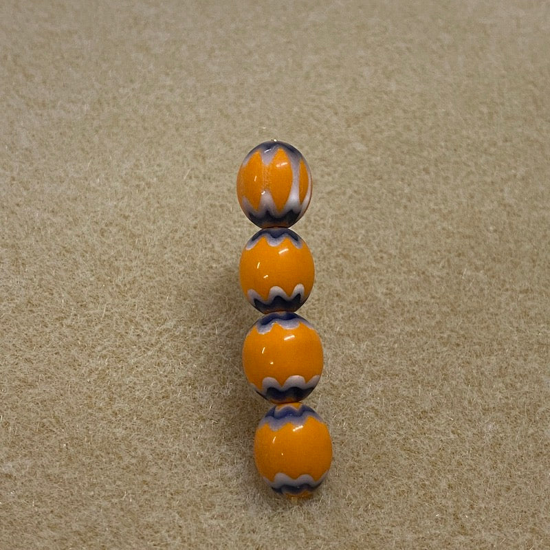 9x8mm CHEVRON Beads - Orange & Blue (25)