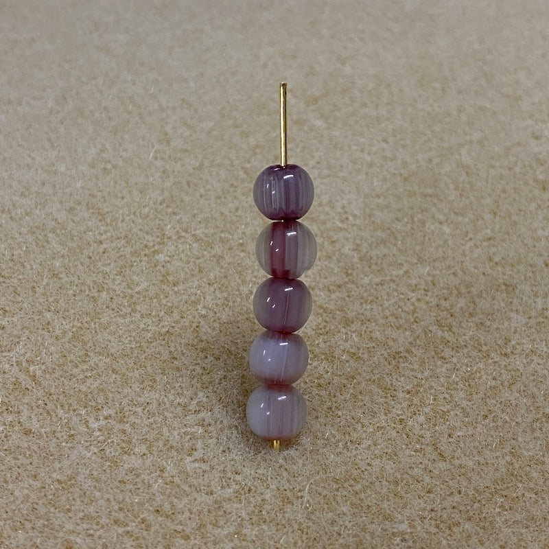 6mm Round (25) - Red & Clear - Vintage Chevron Glass Beads