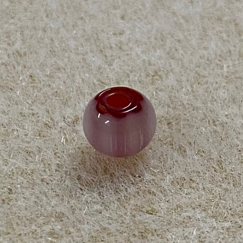 6mm Round (25) - Red & Clear - Vintage Chevron Glass Beads