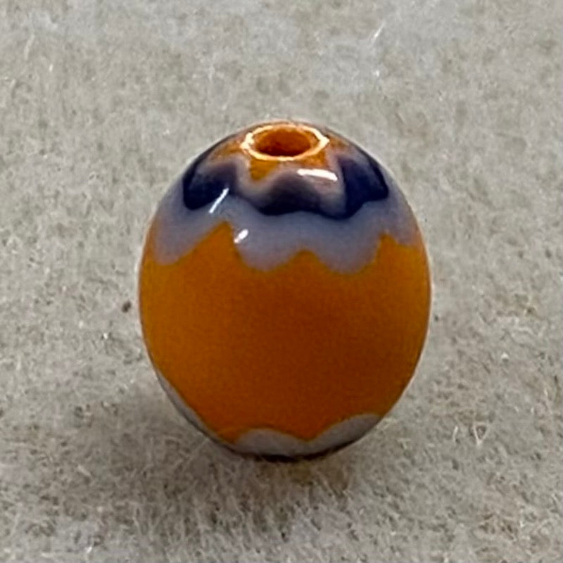 9x8mm CHEVRON Beads - Orange & Blue (25)