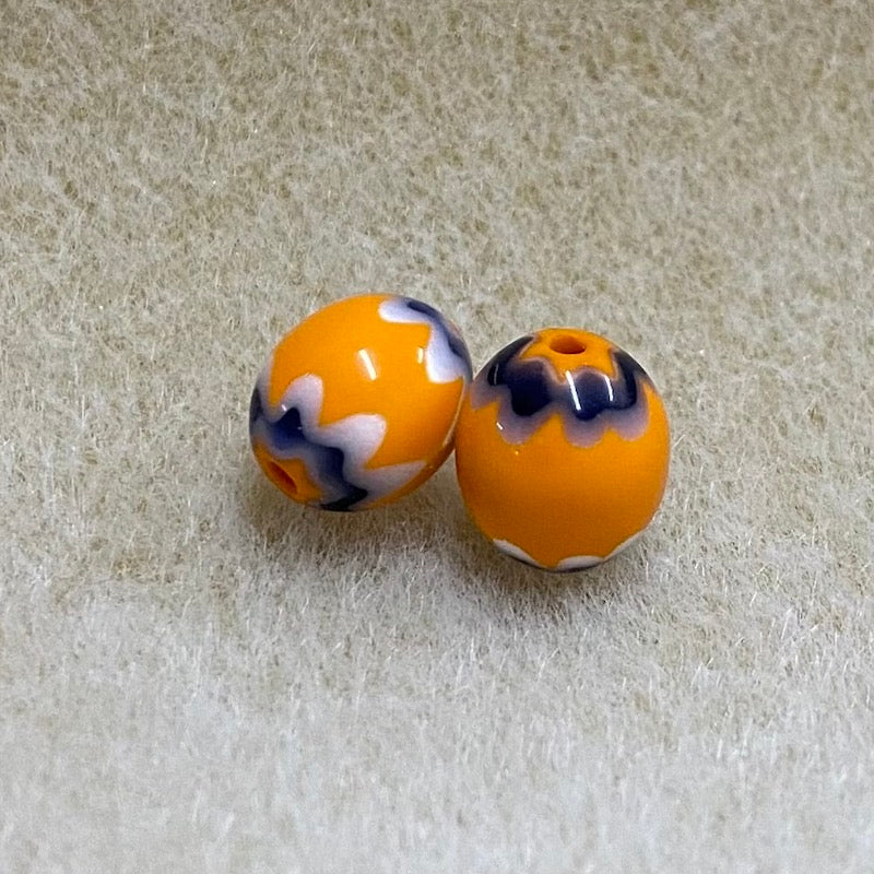 9x8mm CHEVRON Beads - Orange & Blue (25)