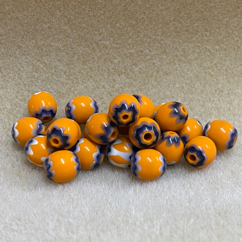 9x8mm CHEVRON Beads - Orange & Blue (25)