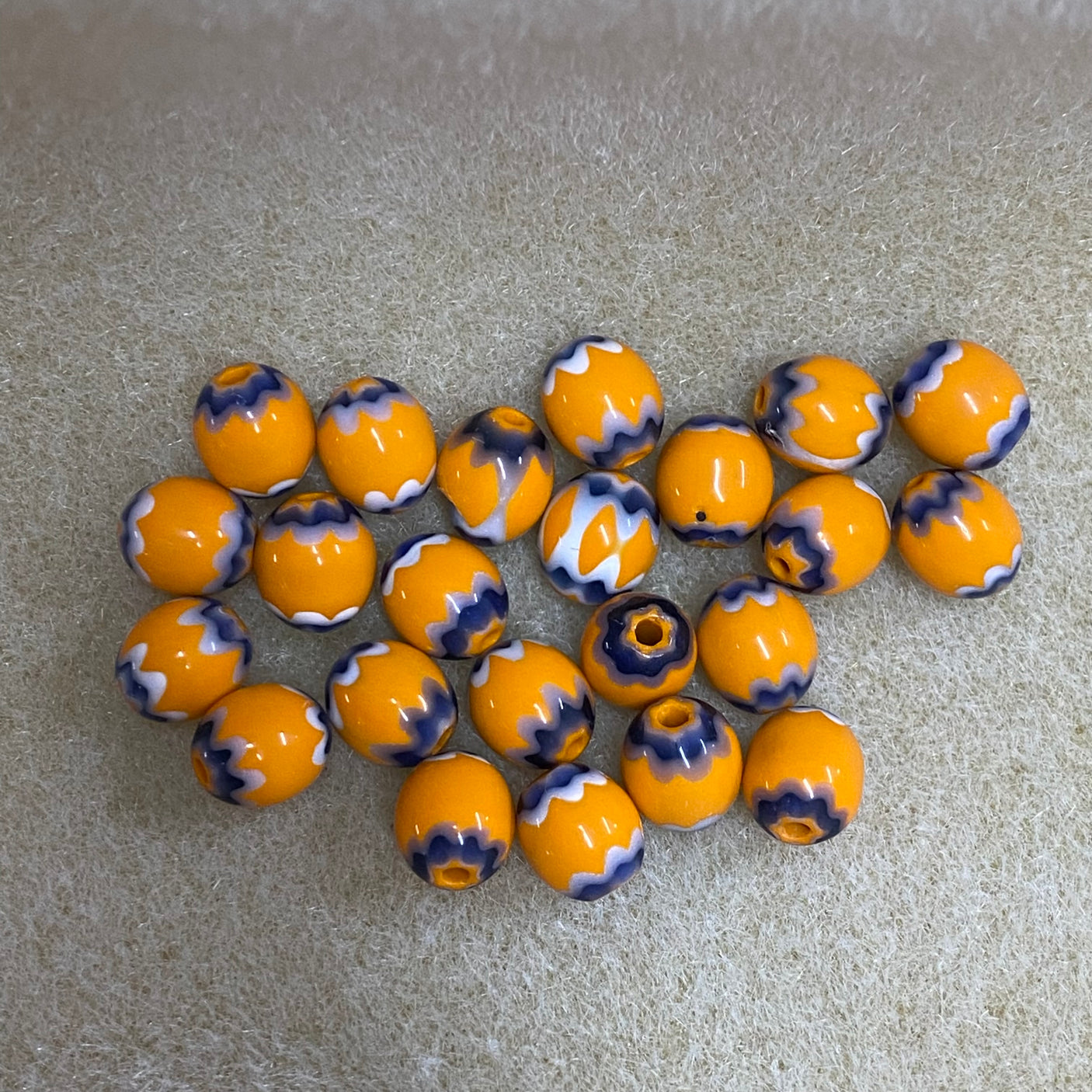 9x8mm CHEVRON Beads - Orange & Blue (25)
