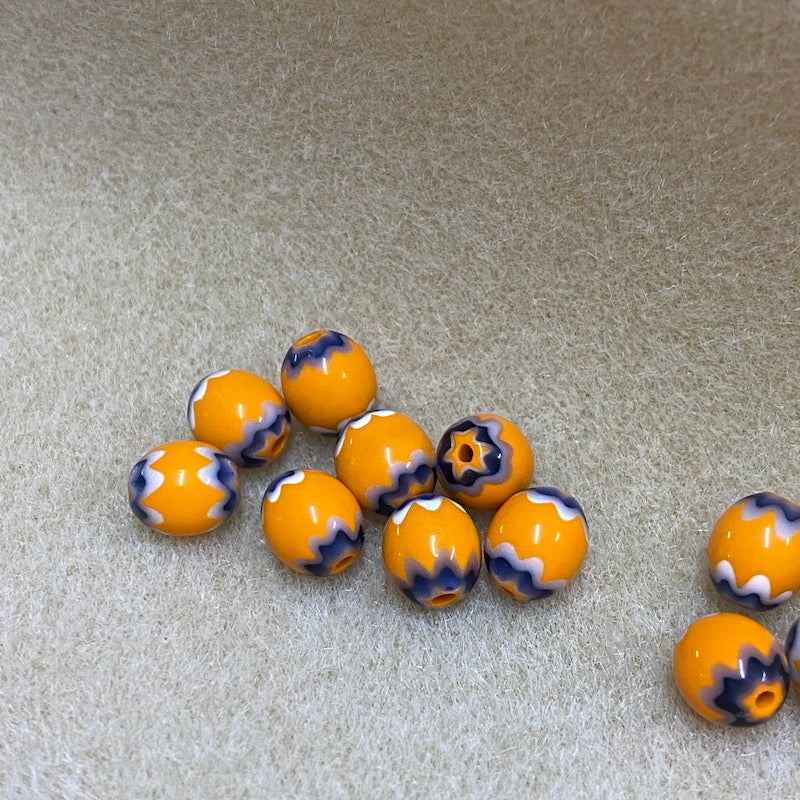 9x8mm CHEVRON Beads - Orange & Blue (25)