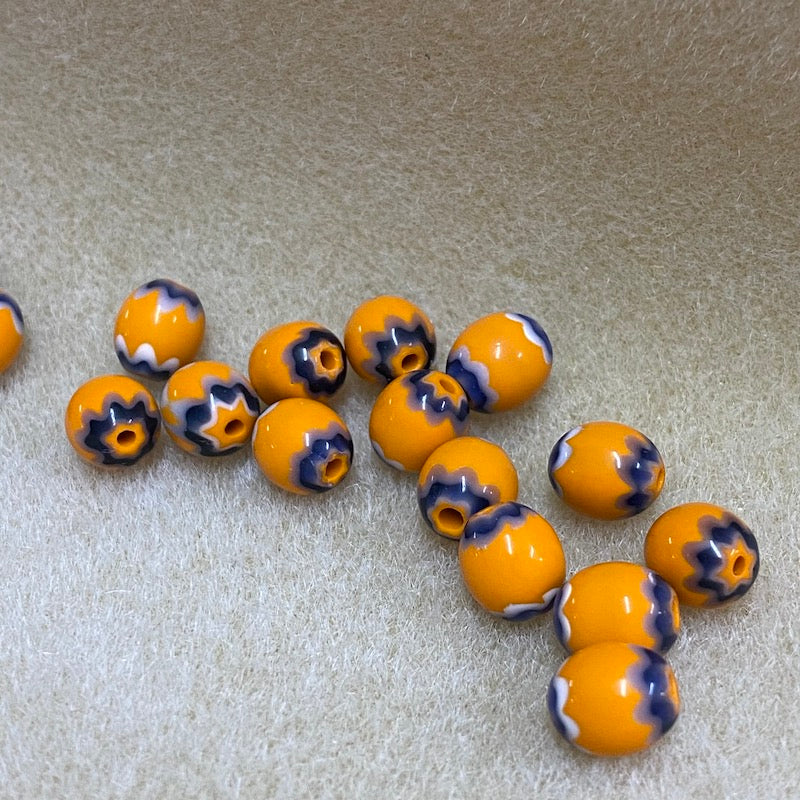 9x8mm CHEVRON Beads - Orange & Blue (25)