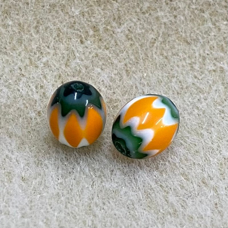 9x8mm CHEVRON Beads - Orange & Green (25)