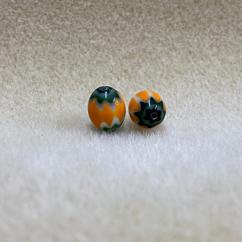 9x8mm CHEVRON Beads - Orange & Green (25)