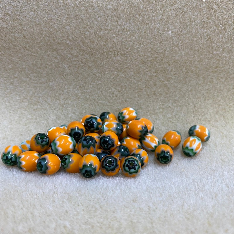 9x8mm CHEVRON Beads - Orange & Green (25)