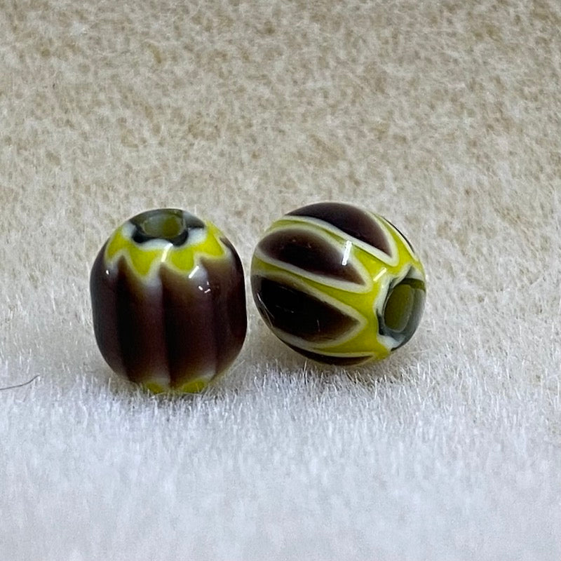 9x8mm CHEVRON Beads - Aubergine & Yellow (25)