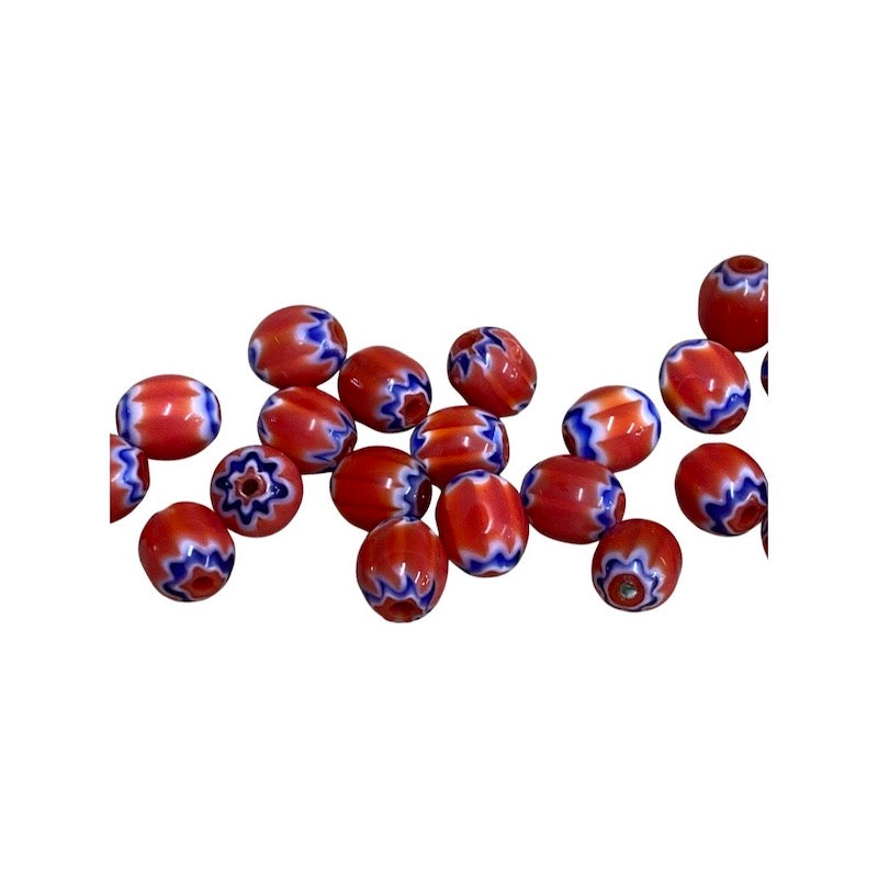 9x8mm CHEVRON Beads - Red & Blue (25)