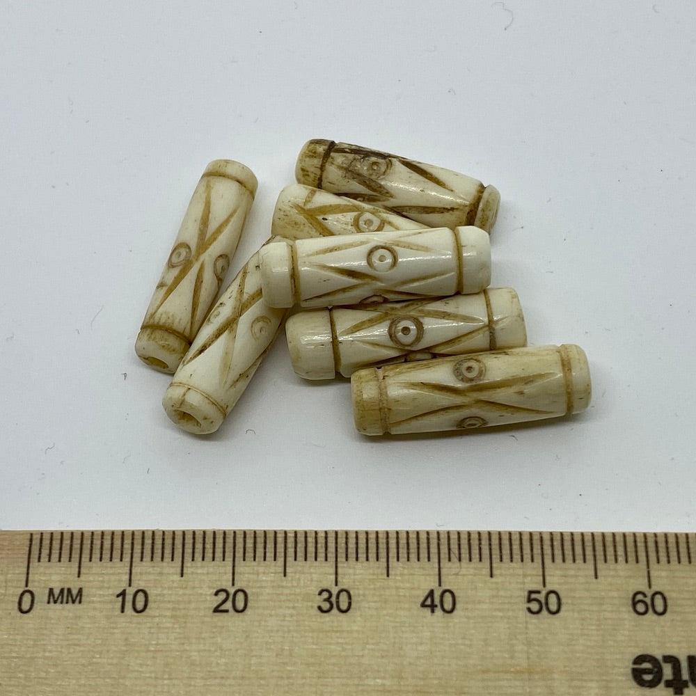 25x8mm Tube Bead (10) - Vintage Bone Beads