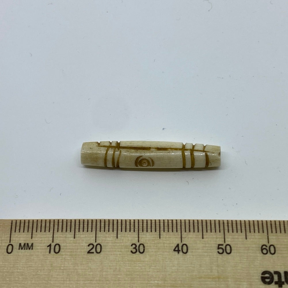 36x7mm Hair Pipe Bead (10) - Vintage Bone Beads