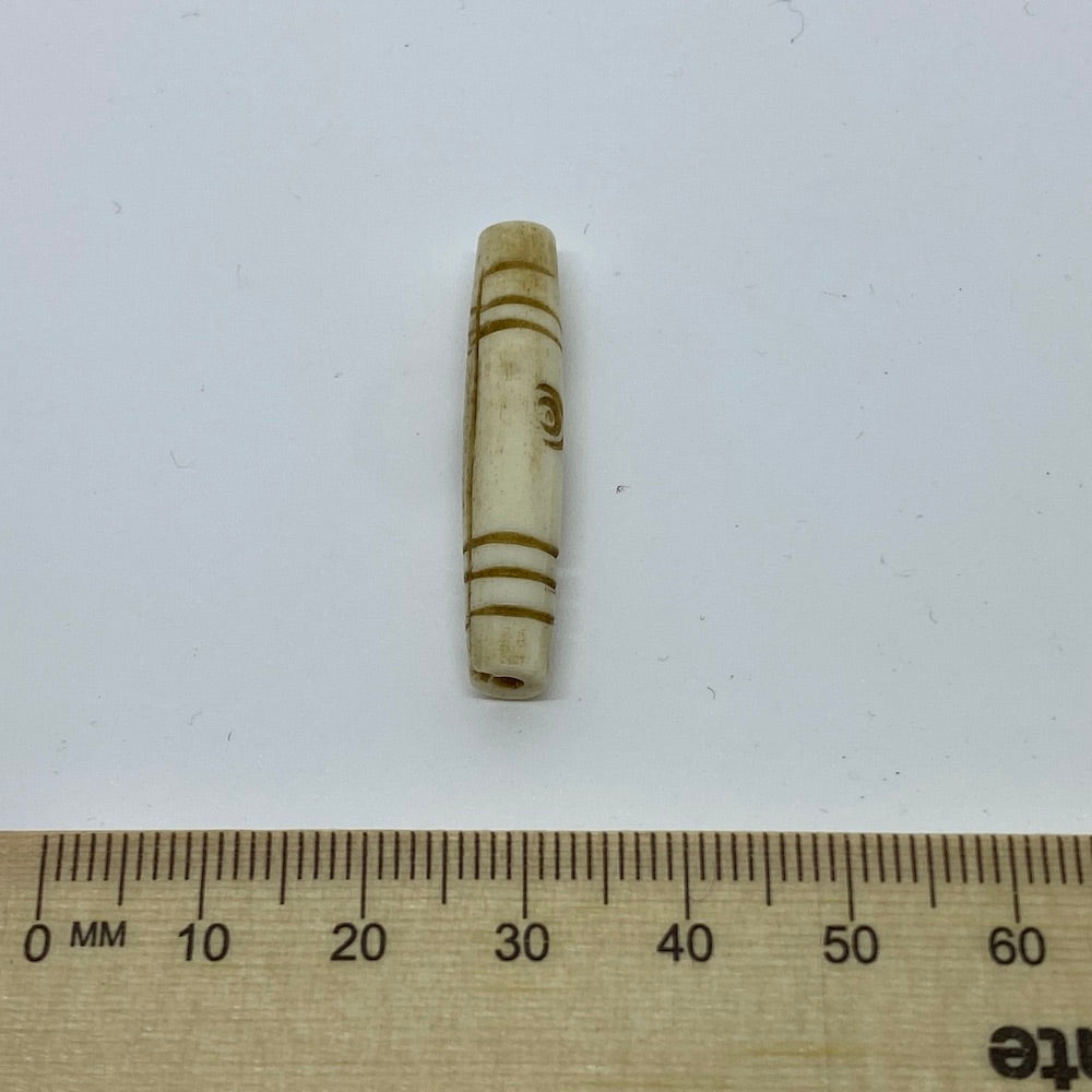 36x7mm Hair Pipe Bead (10) - Vintage Bone Beads