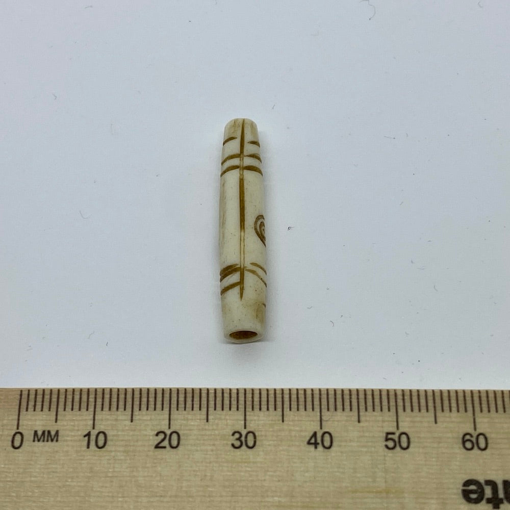 36x7mm Hair Pipe Bead (10) - Vintage Bone Beads