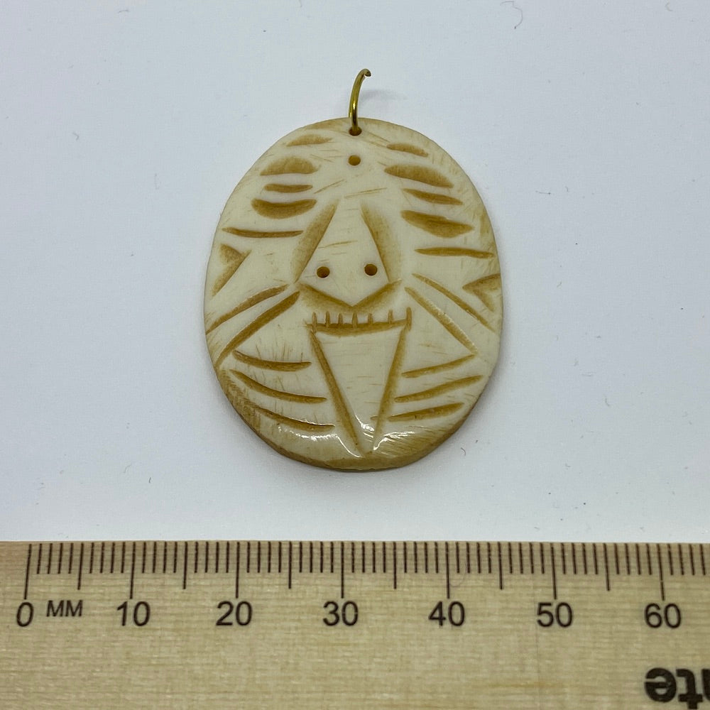 BONE Tribal Pendant (1) - Oval Face - Vintage Bone Pendant Beads