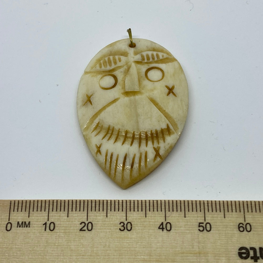 BONE Tribal Pendant (1) - Pointed Chin - Vintage Bone Pendant Beads