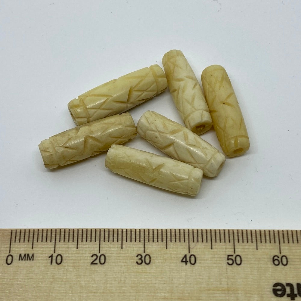 23x8mm Tube Bead (10) - Vintage Bone Beads