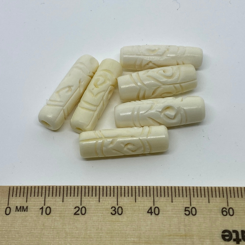 25x6mm Tube Bead (10) - Vintage Bone Beads