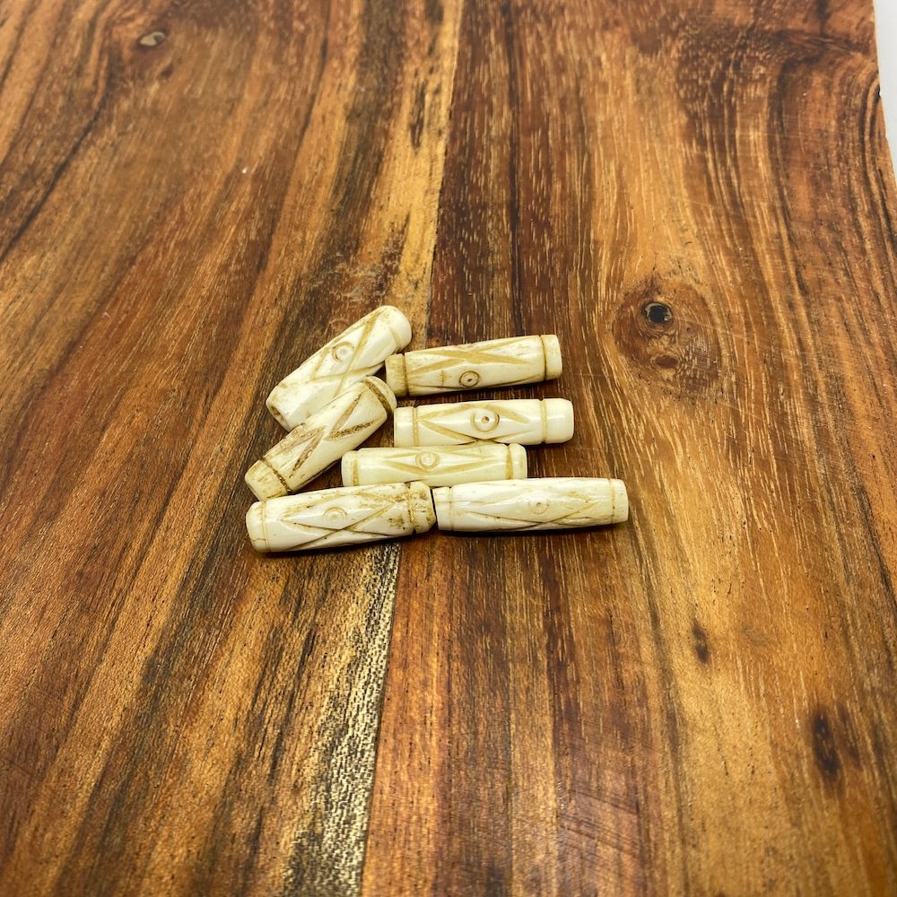 25x8mm Tube Bead (10) - Vintage Bone Beads