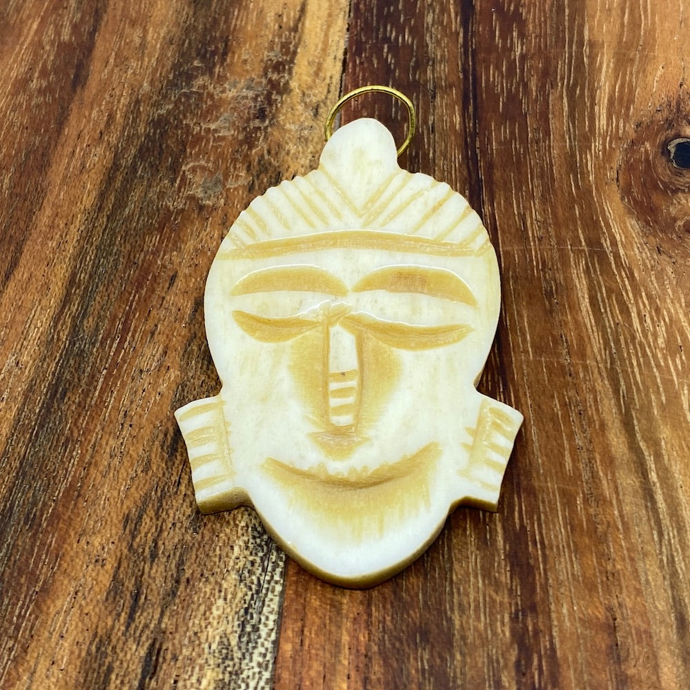 BONE Tribal Pendant (1) - Topknot - Vintage Bone Pedant Beads