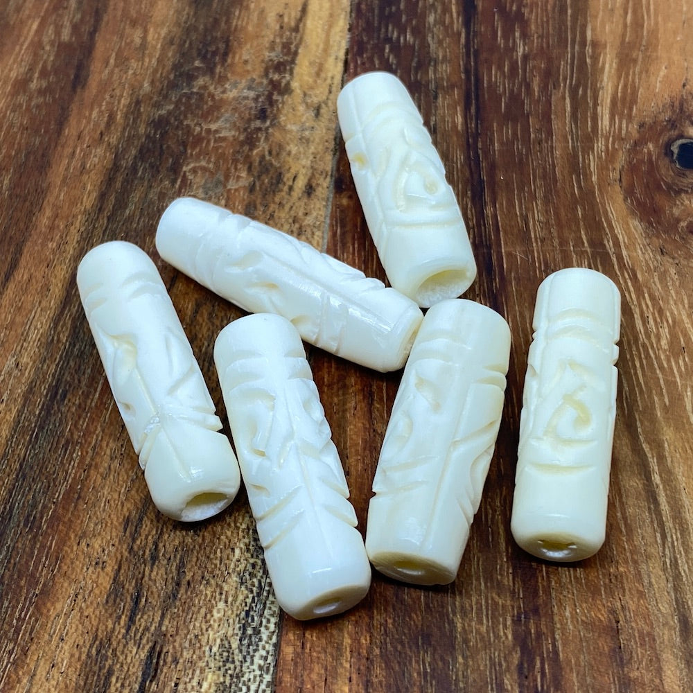 25x6mm Tube Bead (10) - Vintage Bone Beads