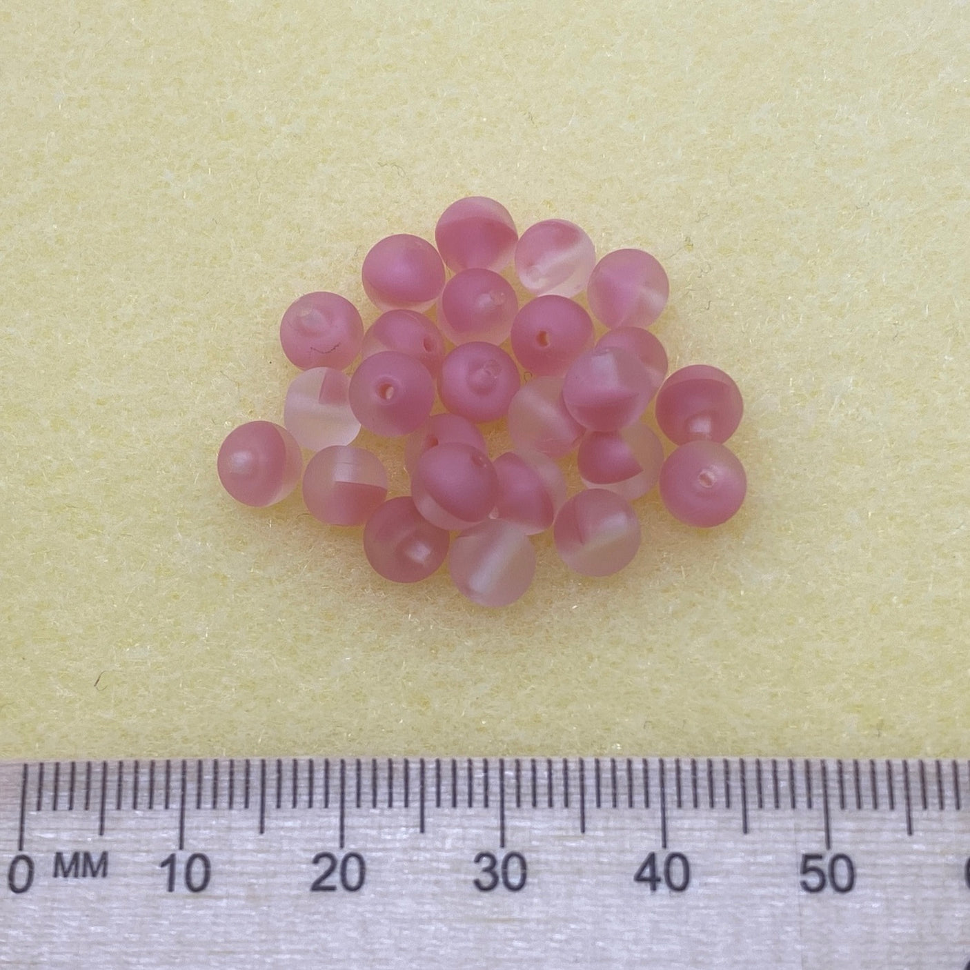 5mm Round Czech Glass Beads (50) - Strawberry Pink Frosted Givre - Bead Shack