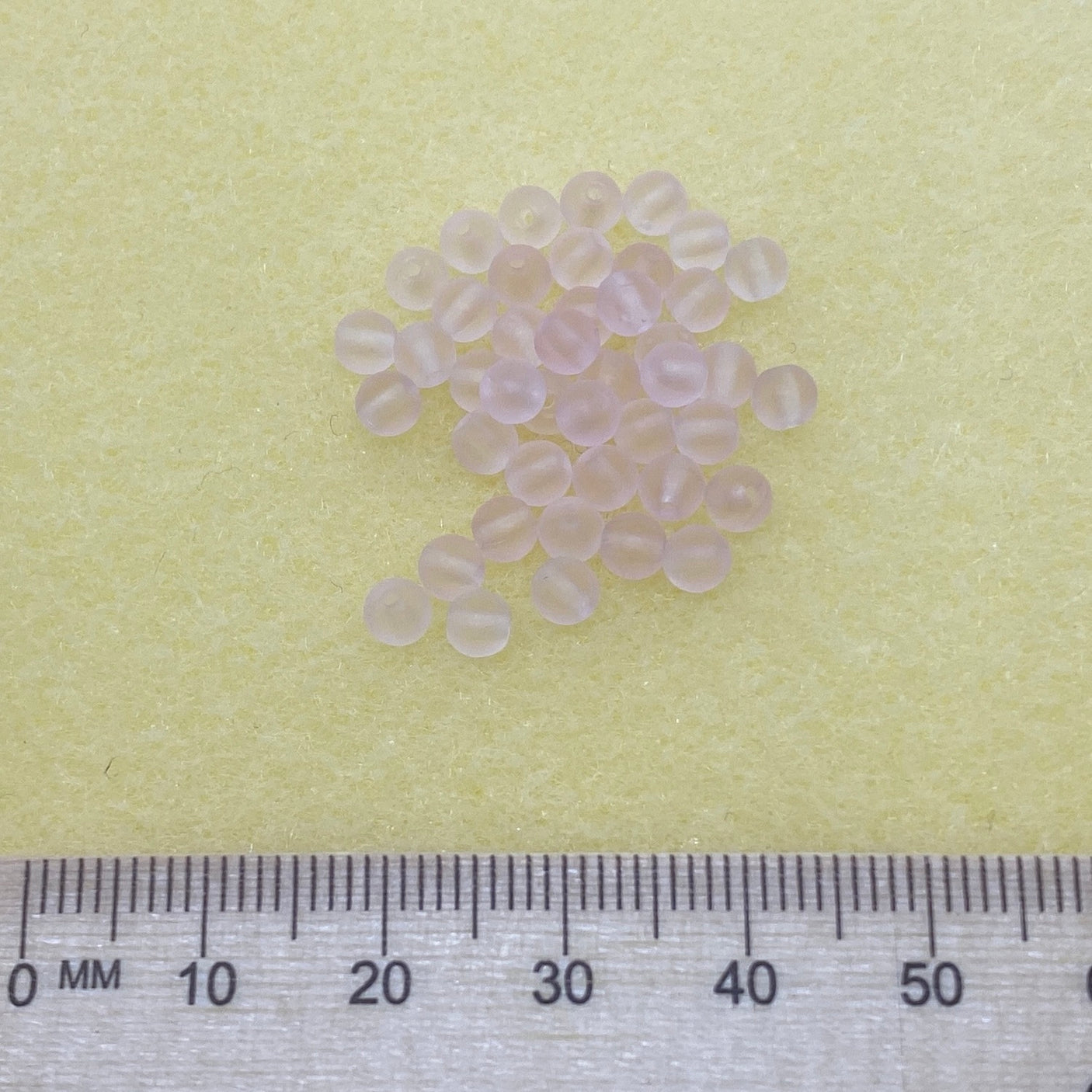 4mm Round (100) - Baby Pink Frosted - Vintage Czech Glass Beads