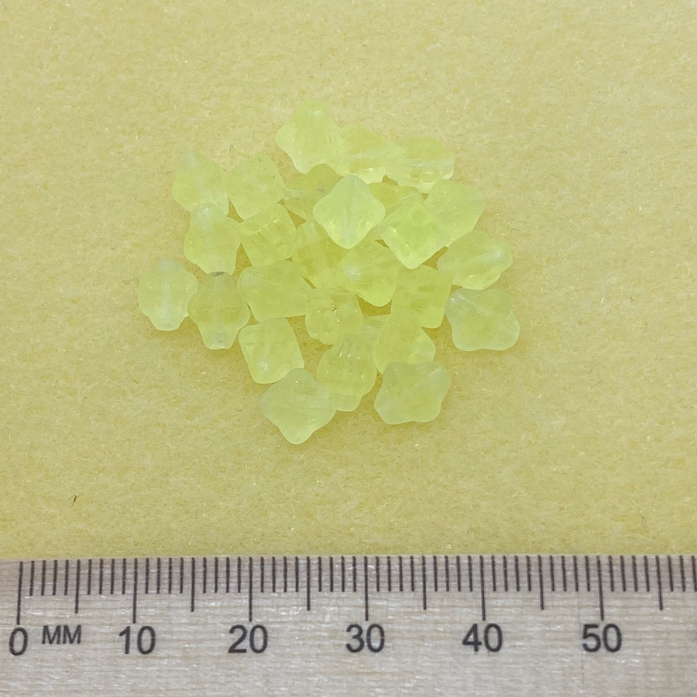 7x6mm Cross (25) - Lemon Transparent Frosted - Vintage Czech Glass Beads