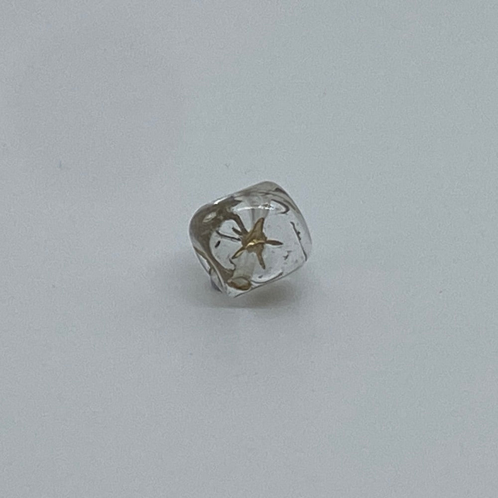 6mm Cube (25) - Clear w. Gold Stars - Vintage Czech Glass Beads