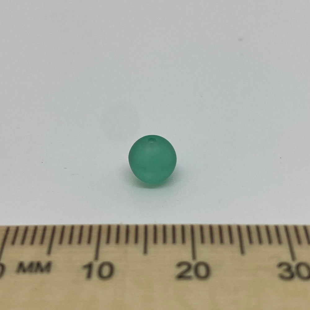 6mm Round (25) - Light Emerald Frosted - Vintage Czech Glass Beads