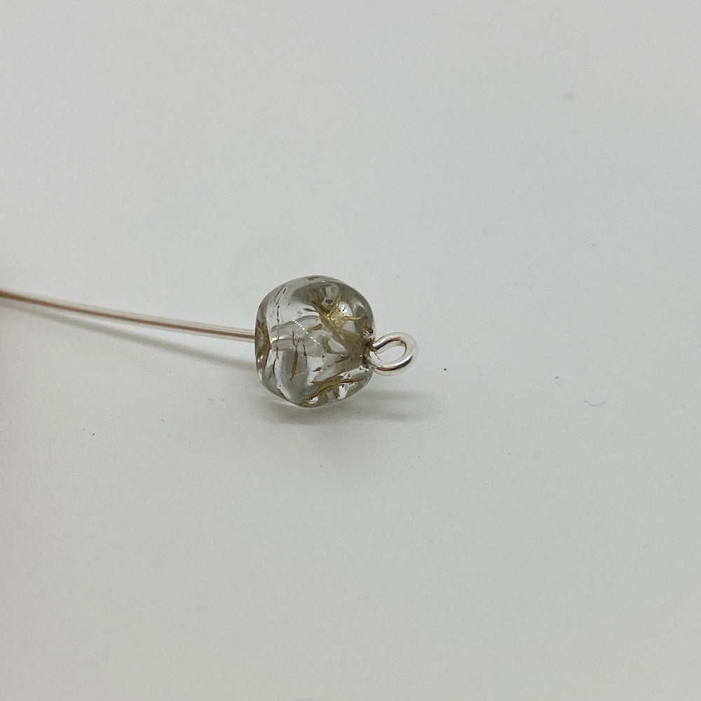 6mm Cube (25) - Clear w. Gold Stars - Vintage Czech Glass Beads