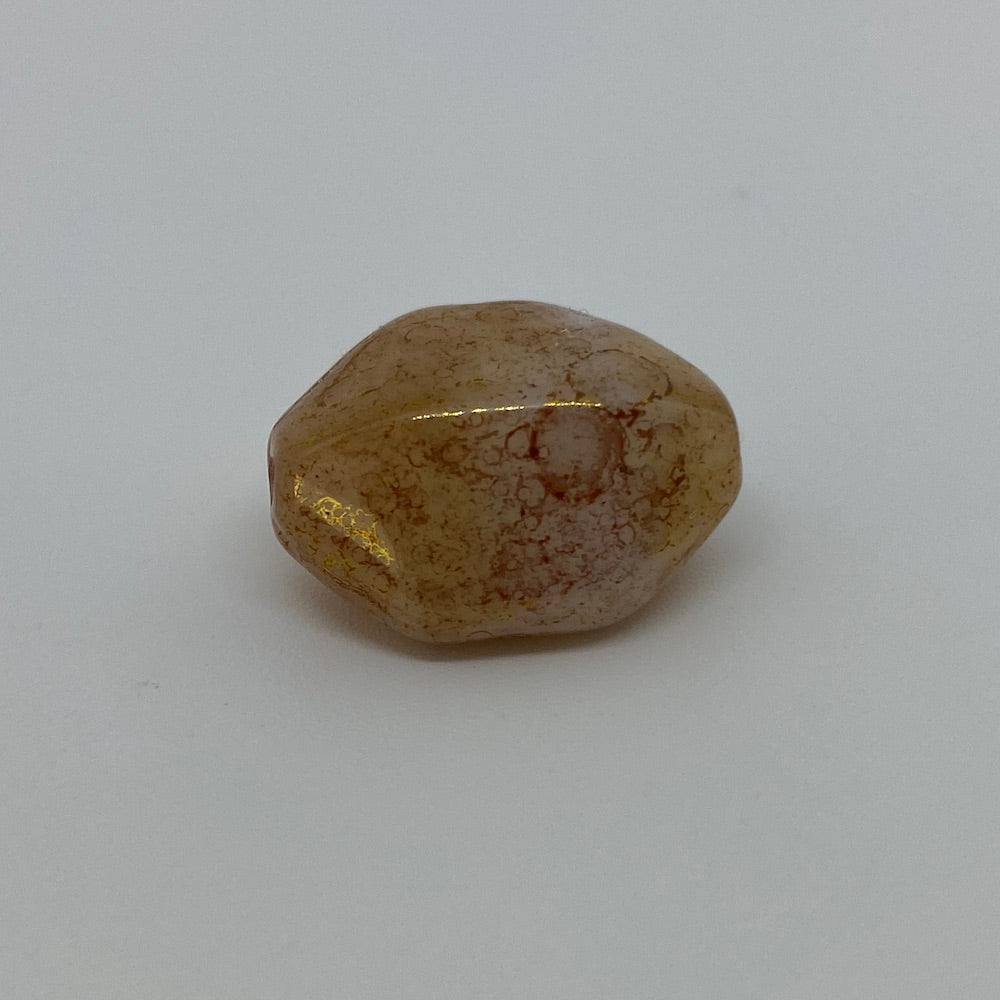 18x14mm Shield (10) - Cream w. Pink Bubble Glaze - Vintage Czech Glass Beads