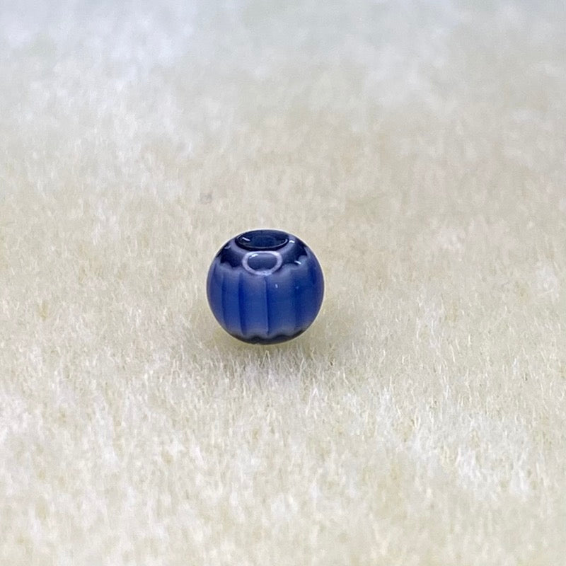 6mm Round (25) - Blue & Black - Vintage Chevron Glass Beads