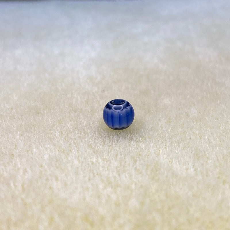 6mm Round (25) - Blue & Black - Vintage Chevron Glass Beads