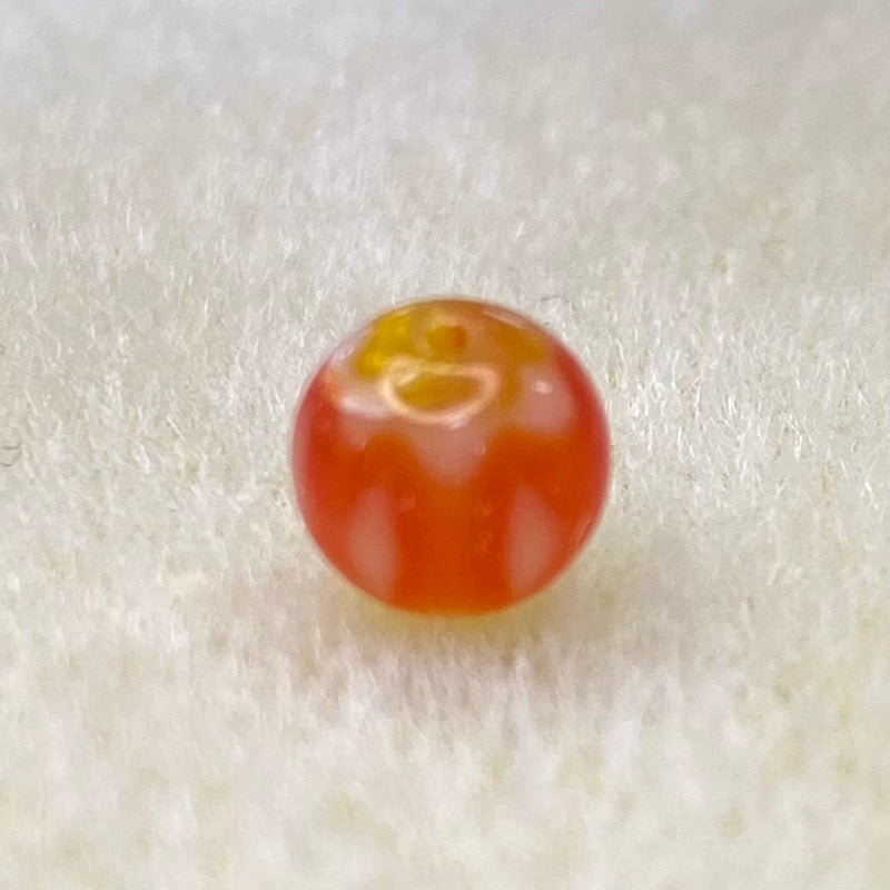 6mm Round (25) - White, Orange & Yellow - Vintage Chevron Glass Beads