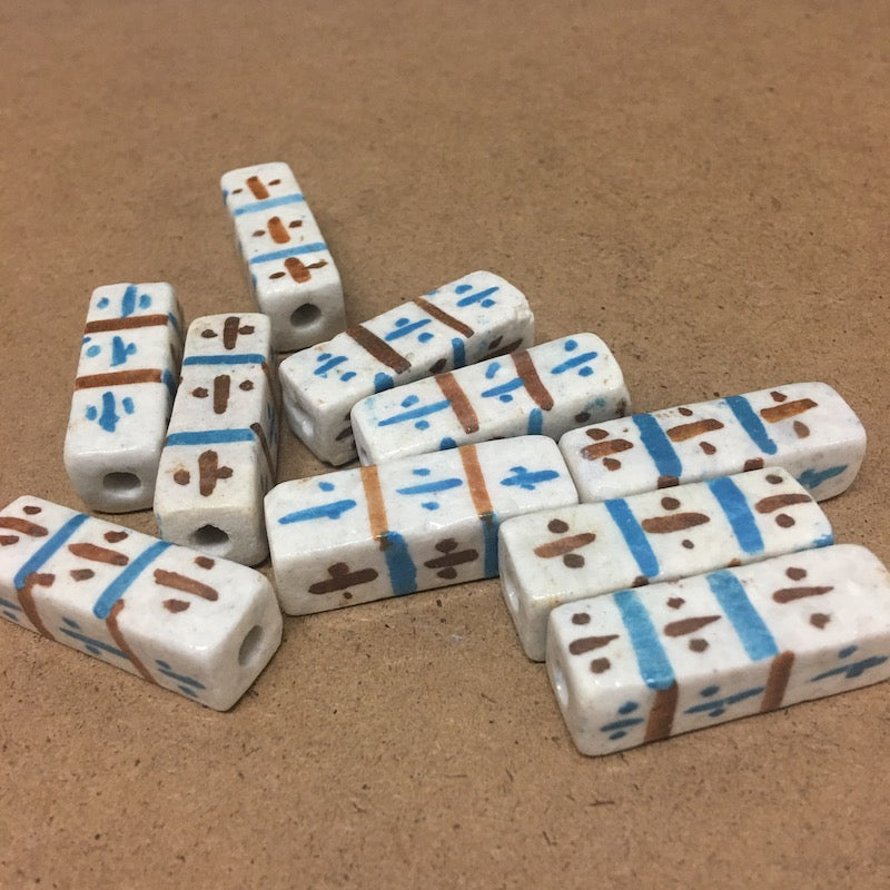 33mm Column (5) - Off White - Ceramic Vintage Replica Trade Beads