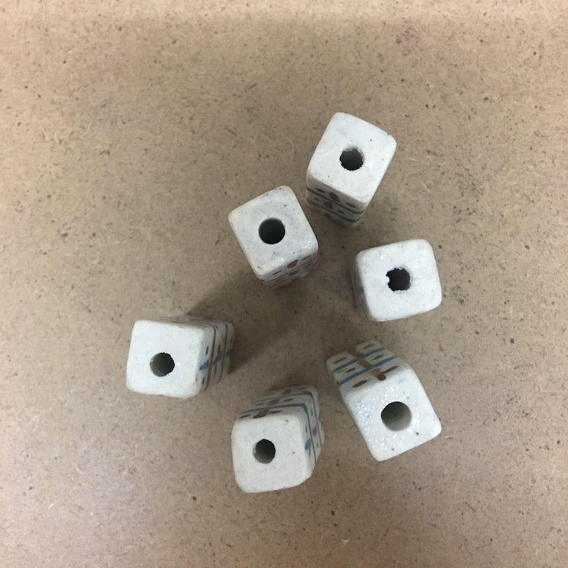 33mm Column (5) - Off White - Ceramic Vintage Replica Trade Beads