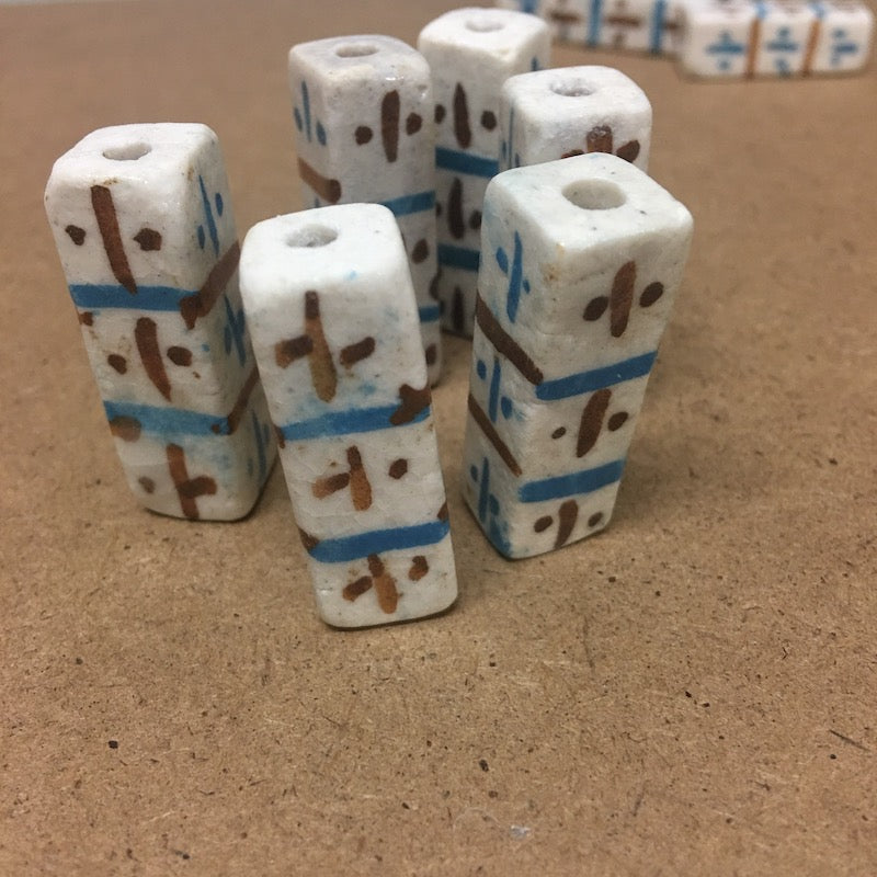 33mm Column (5) - Off White - Ceramic Vintage Replica Trade Beads