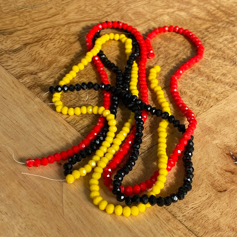 6mm Glass Faceted Beads (approx. 270 beads) - NAIDOC Aboriginal Supplies