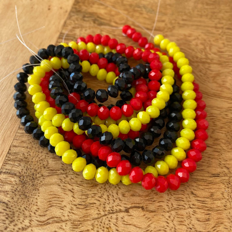 6mm Glass Faceted Beads (approx. 270 beads) - NAIDOC Aboriginal Supplies