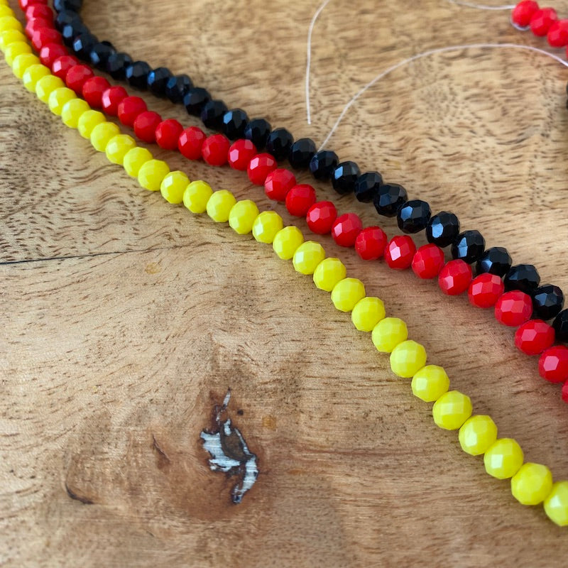 6mm Glass Faceted Beads (approx. 270 beads) - NAIDOC Aboriginal Supplies