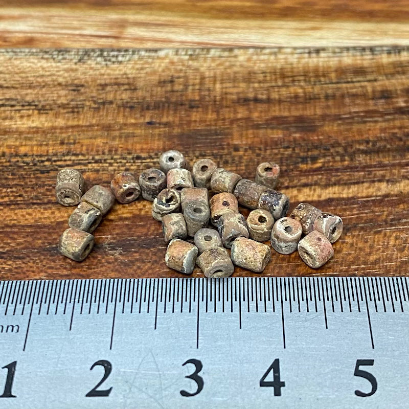 Mini Clay Tubes (100) - Beige - Hand Made Vintage Beads