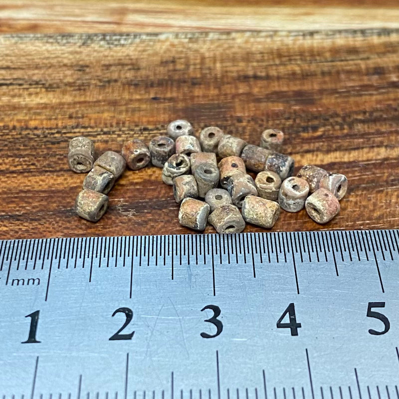 Mini Clay Tubes (100) - Beige - Hand Made Vintage Beads