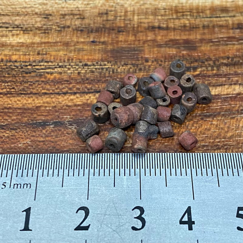 Mini Clay Tubes (100) - Brown - Hand Made Vintage Beads