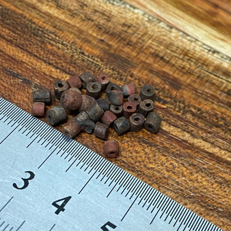 Mini Clay Tubes (100) - Brown - Hand Made Vintage Beads