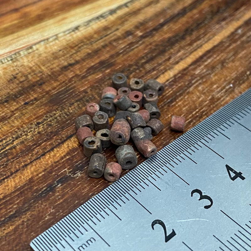 Mini Clay Tubes (100) - Brown - Hand Made Vintage Beads