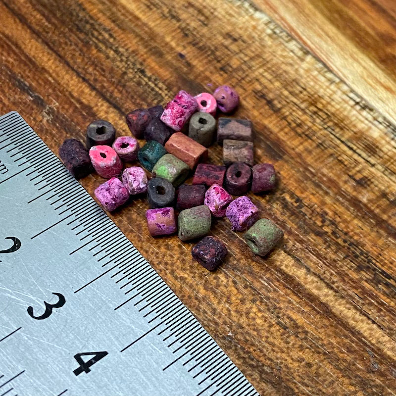 Mini Clay Tubes (100) - Pinkish MIx - Hand Made Vintage Beads