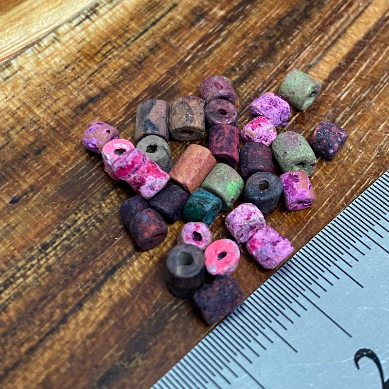 Mini Clay Tubes (100) - Pinkish MIx - Hand Made Vintage Beads