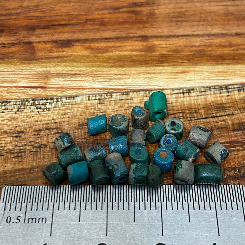 Mini Clay Tubes (100) - Green - Hand Made Vintage Beads