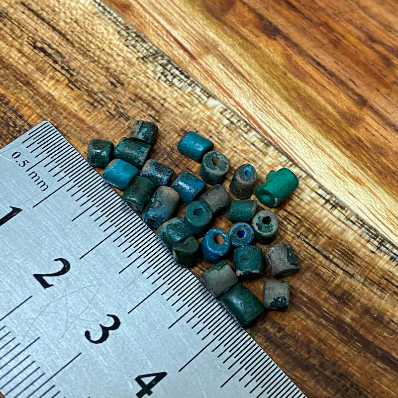 Mini Clay Tubes (100) - Green - Hand Made Vintage Beads